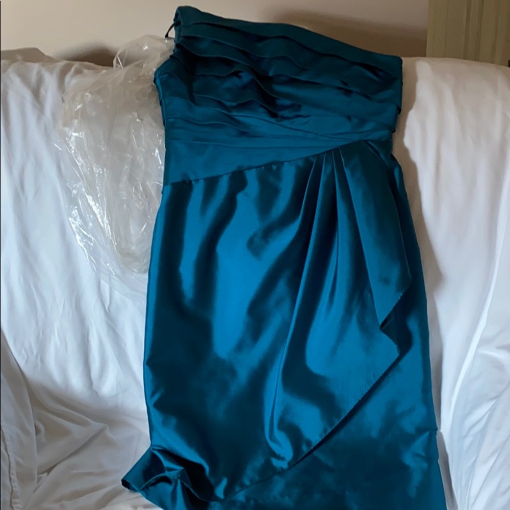 Eliza J aqua blue one shoulder cocktail dress